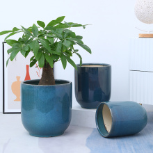 Große blaue keramische Gartenpflanzenpöpfe im Freien online