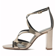 Thick Heeled Laced Patent Leather Sandals for Women