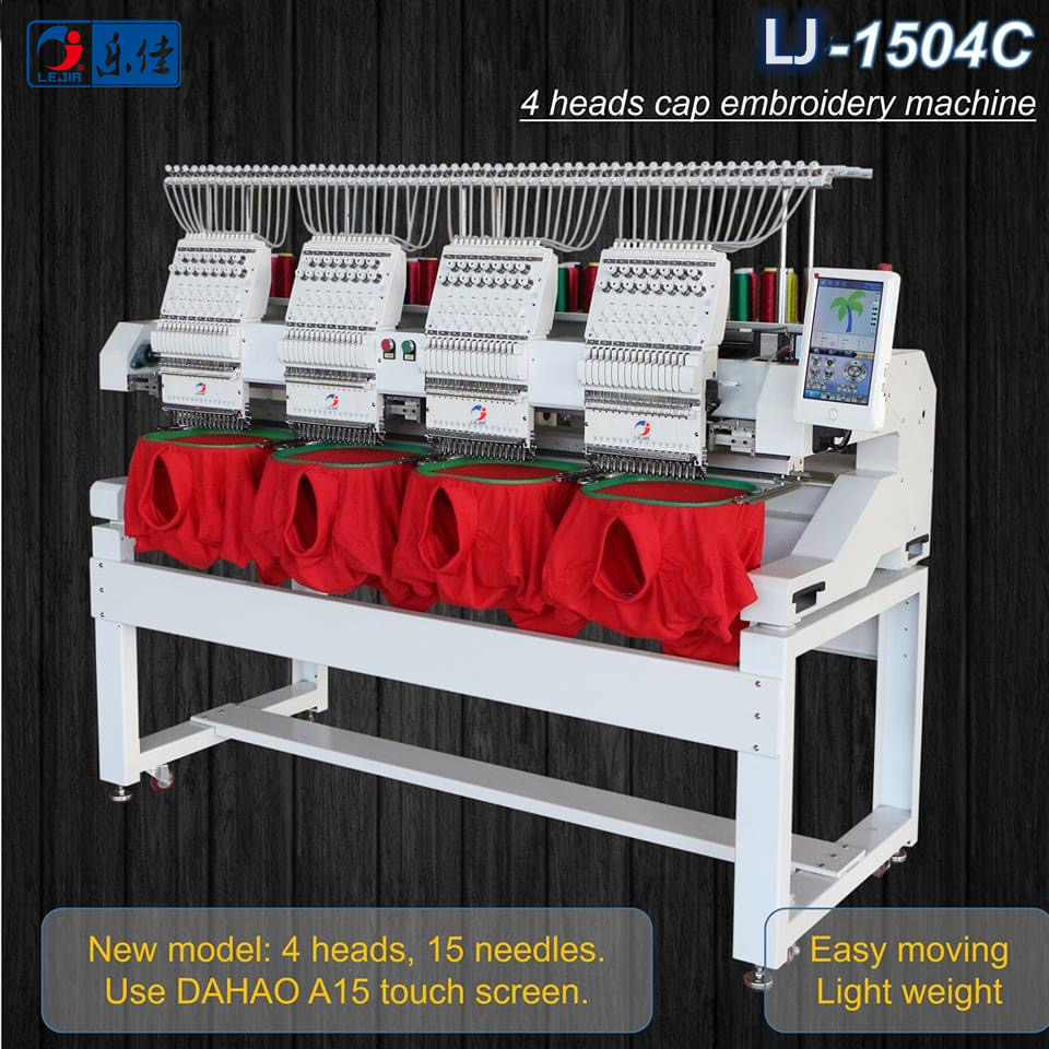 LJ 4 heads smart computerized Embroidery Machine Same as Tajima zsk embroidery machine price for cap T shirt hat embroidery