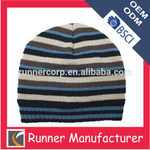 Latest promotion knitting beanie for colorful stripe beanie hats