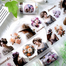Dh Original Designs Women and Flower Die Cut Sticker Tapes for Art Supplies