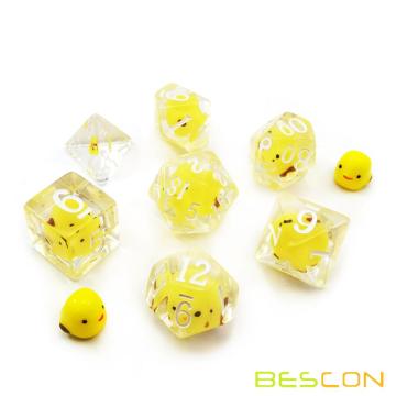 Bescon Yellow Chicken Rpg Dice Set из 7, новинка куриная многогранная игра в кости кости набор