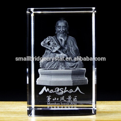 Promotion 3d laser crystal gifts for Maoshan Taoist tourist souvenir gifts