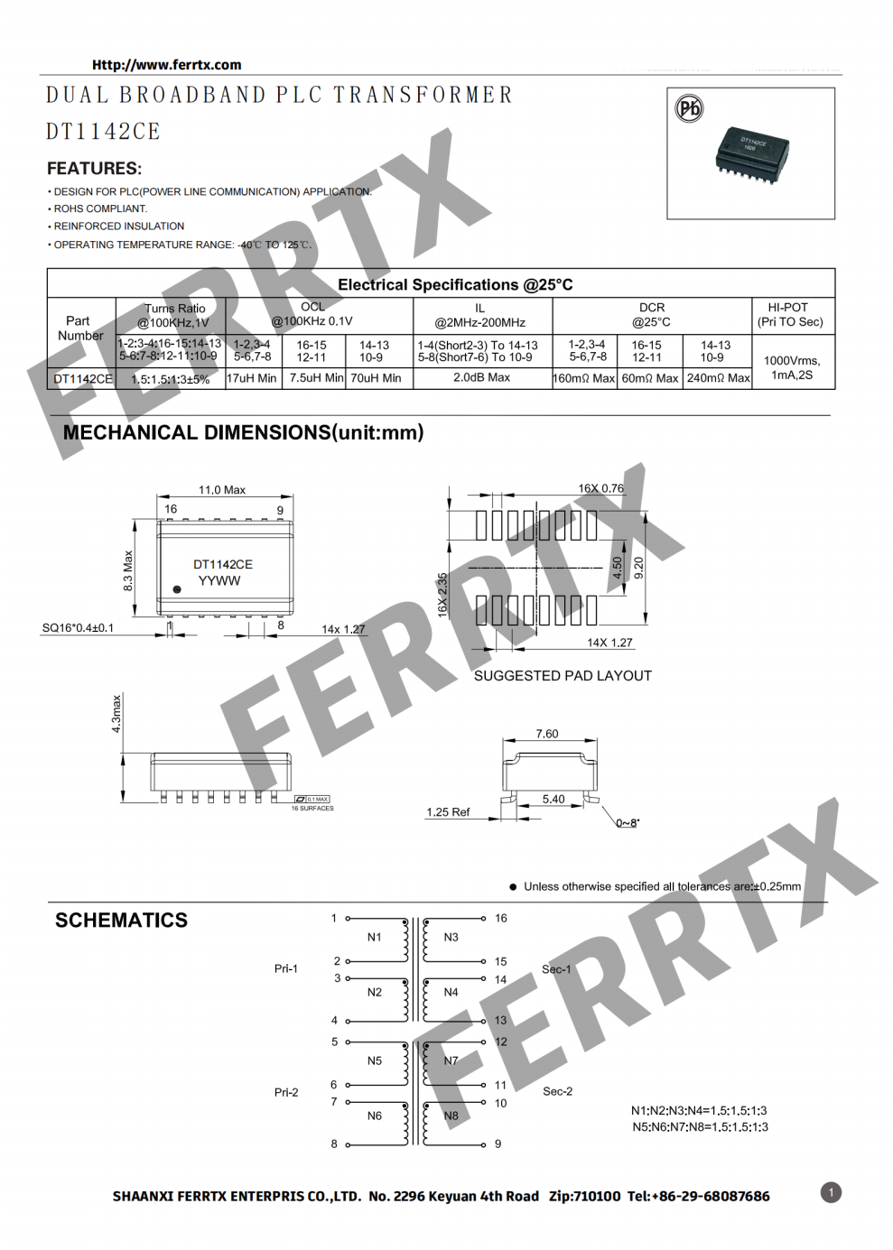 Transformador PLC de banda ancha Broadband PLC Transformer