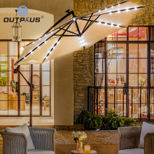 PUplion Garden Solar LED Umbrella: Outdoor Cantilever Parasol with Lighting