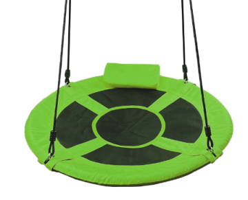 Durable Outdoor Green Web Swing Set with Comfortable Seat