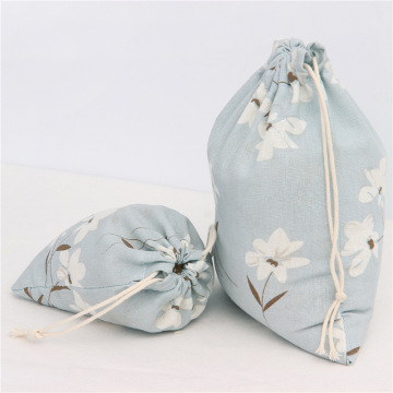 Calico canvas pouch cotton drawstring bag