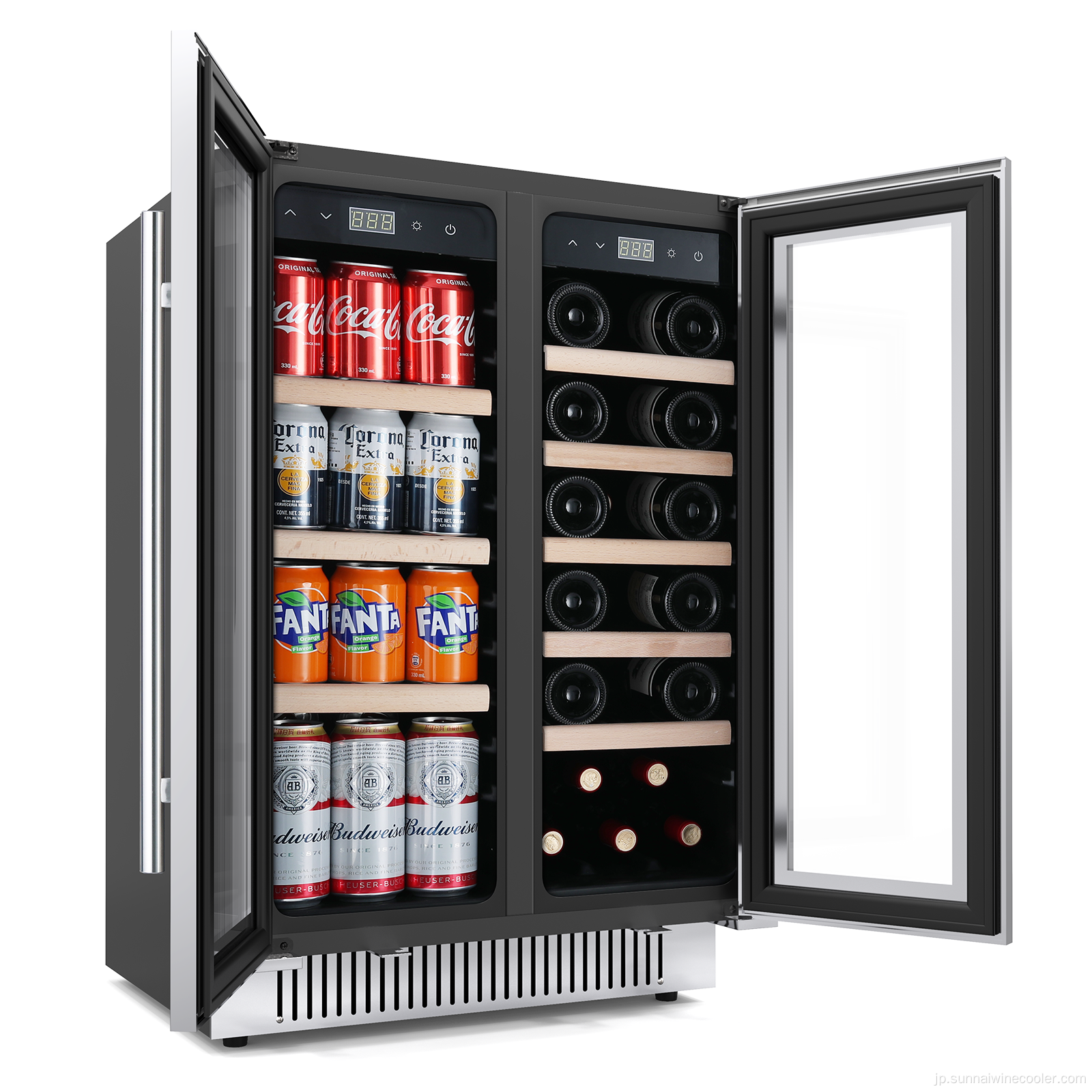 家のための黒いデュアル自立型ワインクーラー冷蔵庫