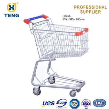 High Quality Metal Supermarket 4 Wheel Shopping Cart