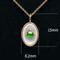 18k Gold White Shell Imperial Green Jadeite Pendant