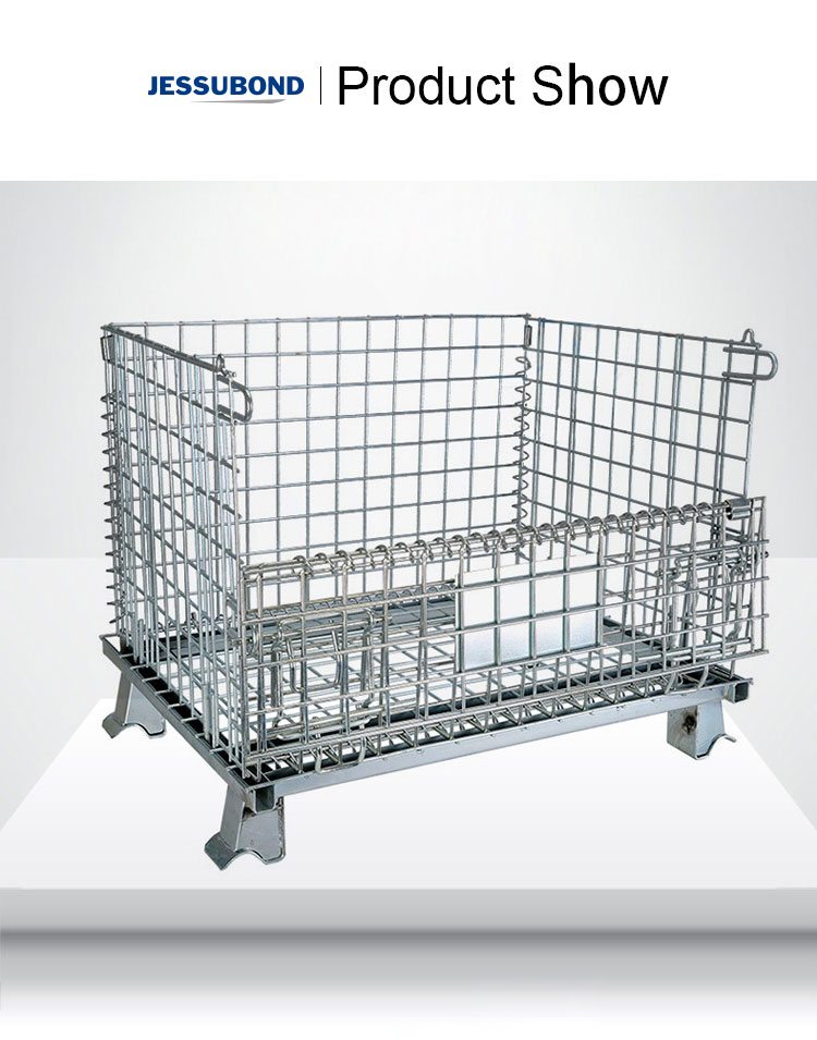 Collapsible Wire Mesh Pallets Metal Foldable Cage , Inventory Cylinder Steel Storage Cage/