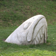 Hand carved outdoor stone sculpture marble fish statue