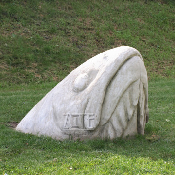Hand carved outdoor stone sculpture marble fish statue