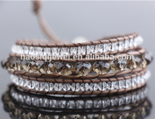 Top quality crystal leather bracelet turkish jewellery bead bracelet mens jewelry