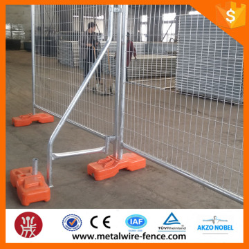 Used metal temporary fence stand plastic base