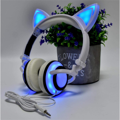 Foldable Headphone for Children with LED Cat Ear