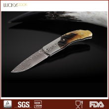 Thorny?back?cowfish handle damascus pocket hunting knife China