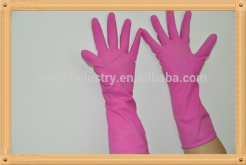 CE ISO Flock lined Latex Rubber cleaning gloves, Latex cleaning gloves, Rubber cleaning gloves