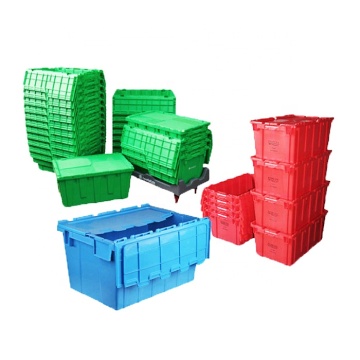 Plastic Storage Box - Turnover Box Logistics Container with Attached Lid