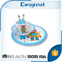 China 5pcs plastic kids dinnerware melamine material children dinner set