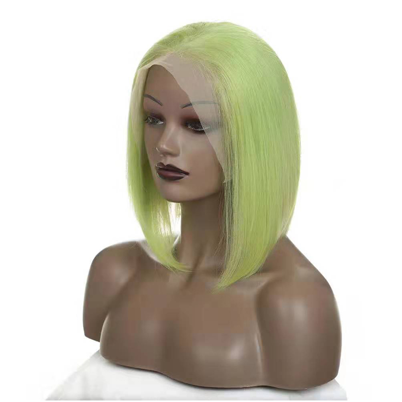 Different colored Cuticle Aligned Human Hair Wigs Short Cut Bob Lace Front Wigs Remy Human Hair