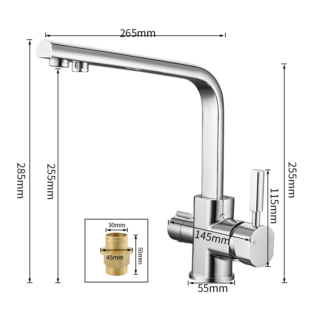 YL-660 Factory price double handle three way filtered drinking mixer tap water purifier kitchen sink faucet