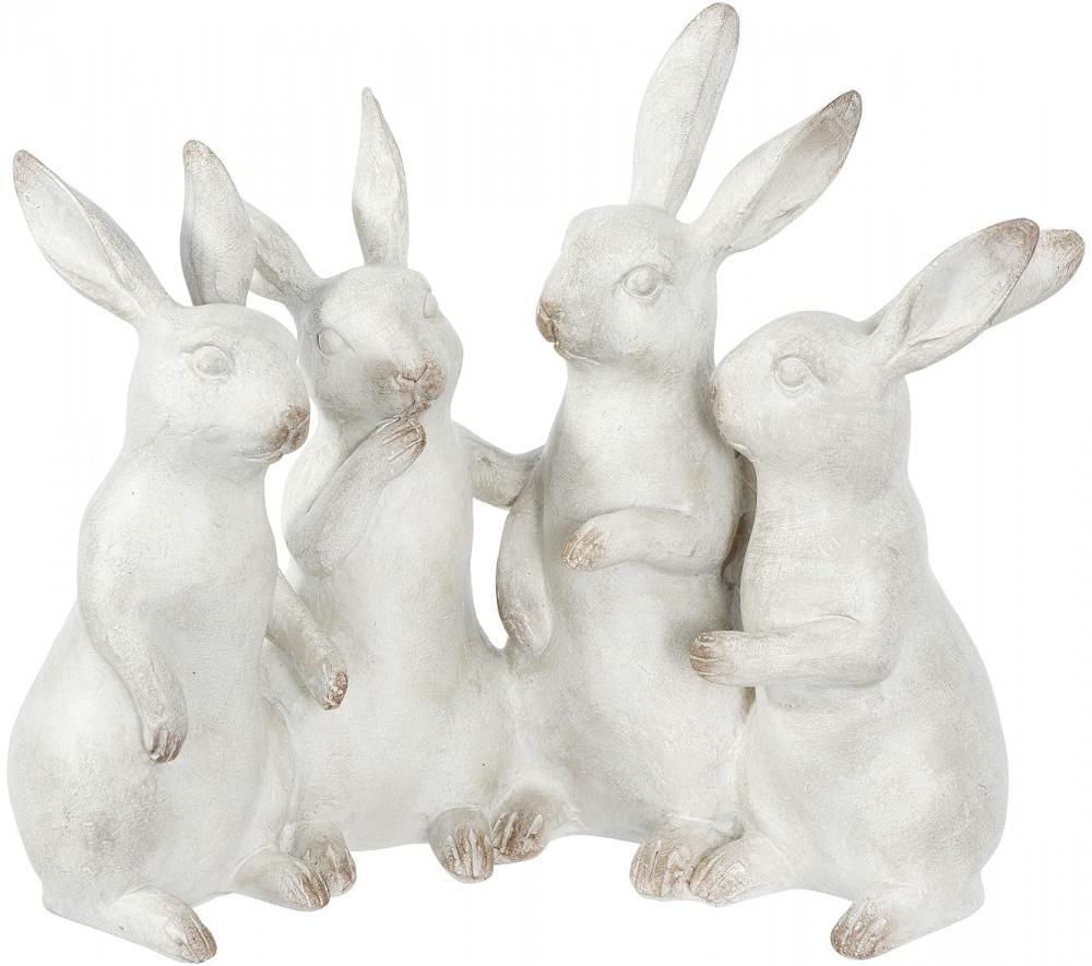 Beyazlatılmış Polyresin Bunny Quartet Figürleri