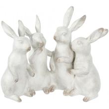 Beyazlatılmış Polyresin Bunny Quartet Figürleri