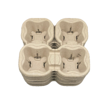 Biodegradable Pulp Fiber 4 Cup Drink Carrier Tray