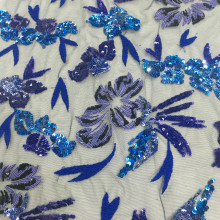 2020 Summer Sky Blue Multicolor Sequin Embroidery Fabric