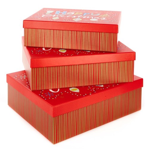 Large deep paper christmas gift box with lids