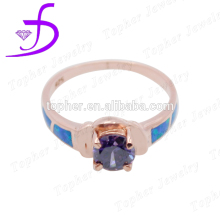 china suppiler rings Rose gold ring with opal and tanzanite stone