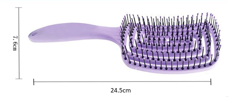 Hotsale Pastel Pink Color Repell Curved Vent Nylon Bristle Detangle Hair Brush and Comb