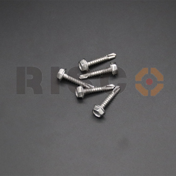 สแตนเลสสตีล Hex Head Selfdrilling Screw พร้อมเครื่องซักผ้า