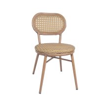 Modern Outdoor Terrace Cafe Chairs - Waterproof Aluminum Rattan Wicker Arm Chairs