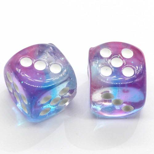 17mm Gradient Color 3D Miniature Figurines Resin Dice Charm For DIY Earring Pendants Making Accessories Charms 14mm