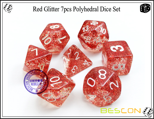 Assorted Colored Glitter 7pcs Polyhedral Dice Set-12