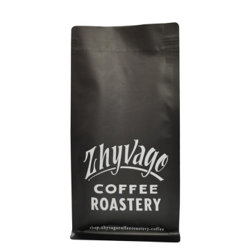 Matte Black Resealable Coffee Packaging Bags Aluminum Foil