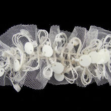 Ruffled Lace Trim with Glass Beads/Sequin
