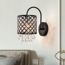 Black Iron Crystal Wall Sconce Dimmable