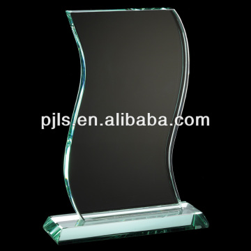 blank S style glass trophy, S shape glass award