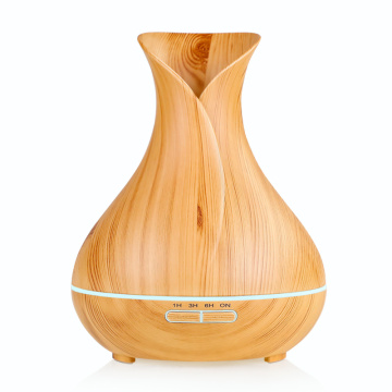 Ultraljud Vit Wood Grain Vase Aroma Humidifier 400ml