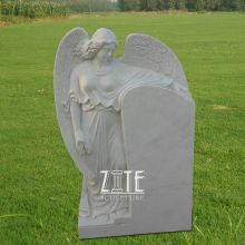 Hand carved marble angel memorial stone monument
