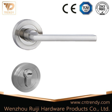 Satin Chrome Lever Lock Handle with Cylinder Rosette