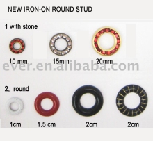 Iron on round stud with rhinestone