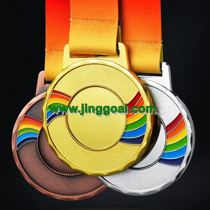 with Ribbon for Marathon Sports Gold Award Metal