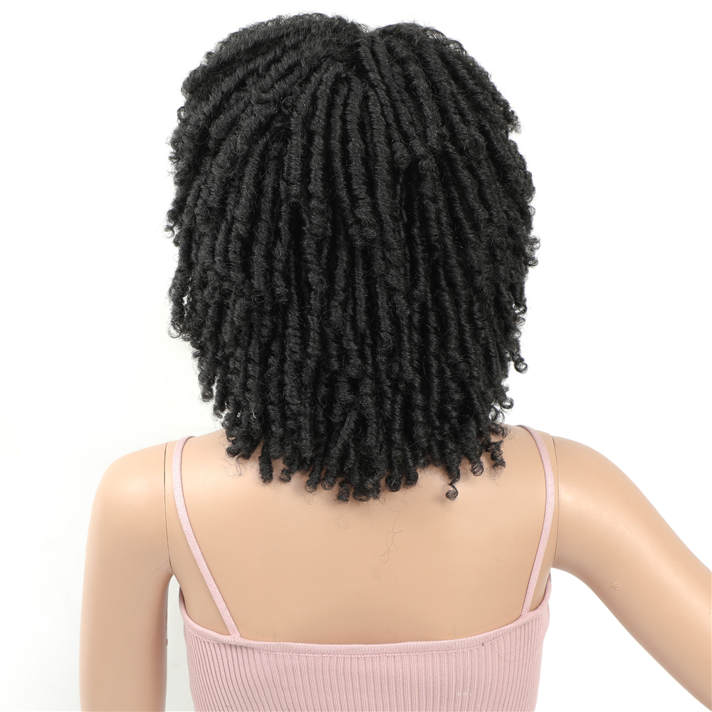 Soft Short Synthetic Wigs For Black Women 14 inch High Temperature Fiber Dreadlock Ombre Burg Crochet Twist Hair
