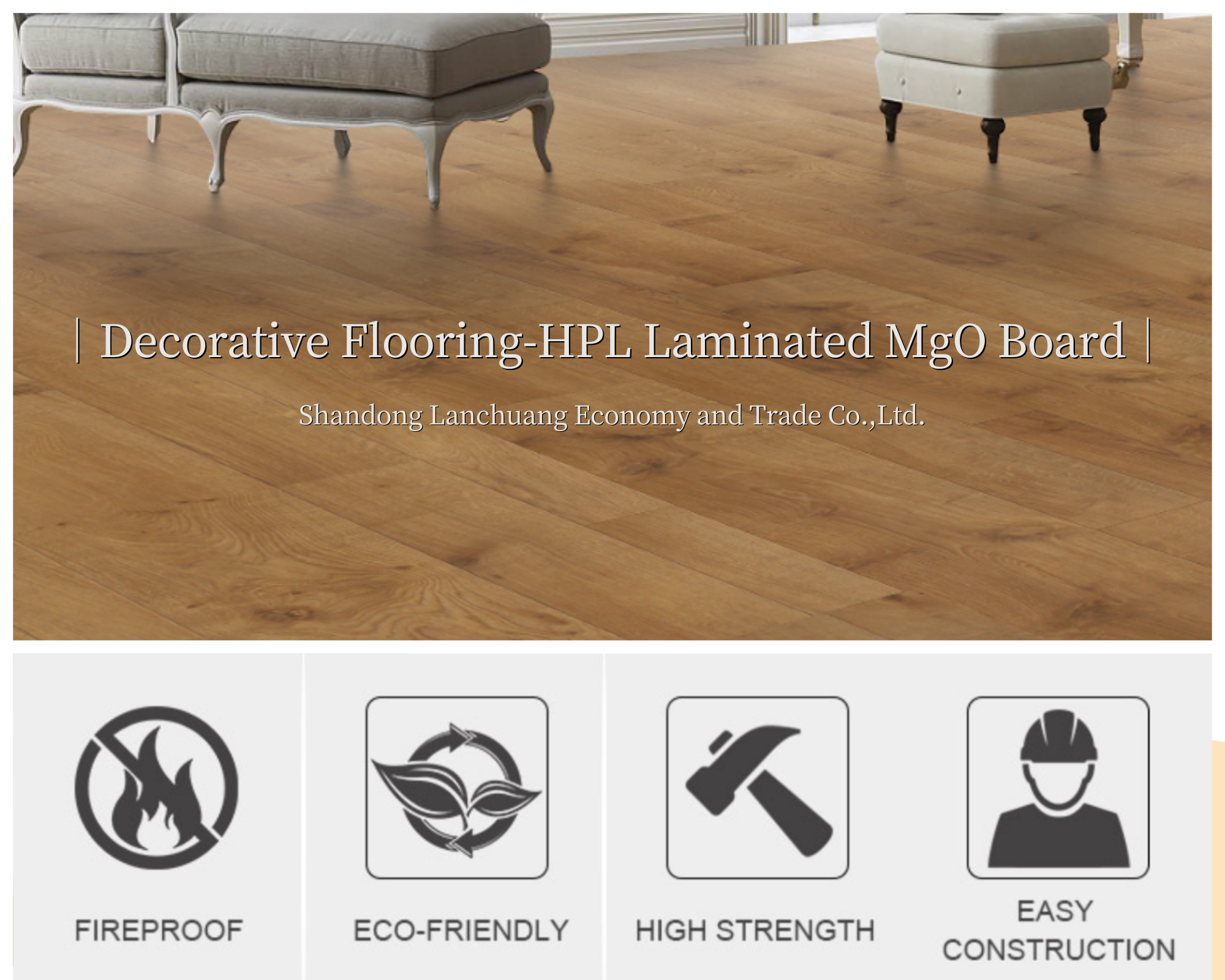 Flame-proof decorative composite flooring