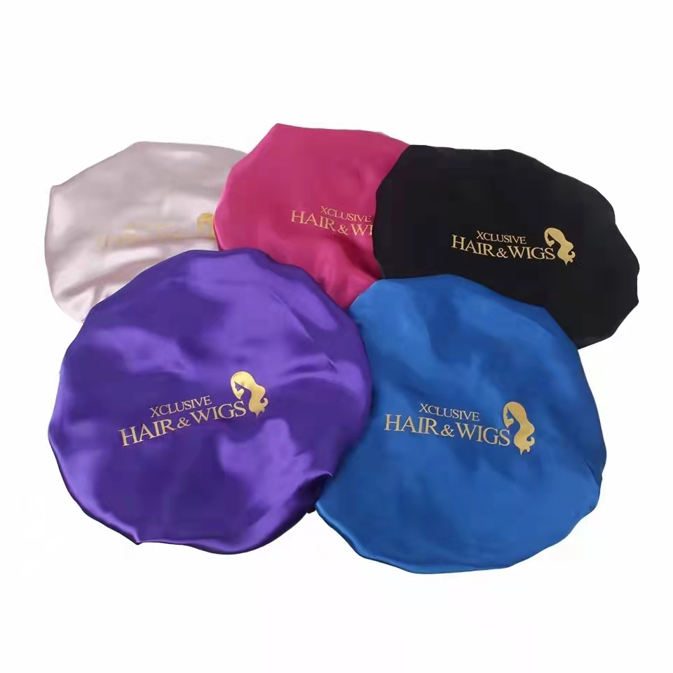 Low MOQ Private Label Sleep Bonnet Custom Hair Silk Satin Bonnets With Logo Stain Head Wrap