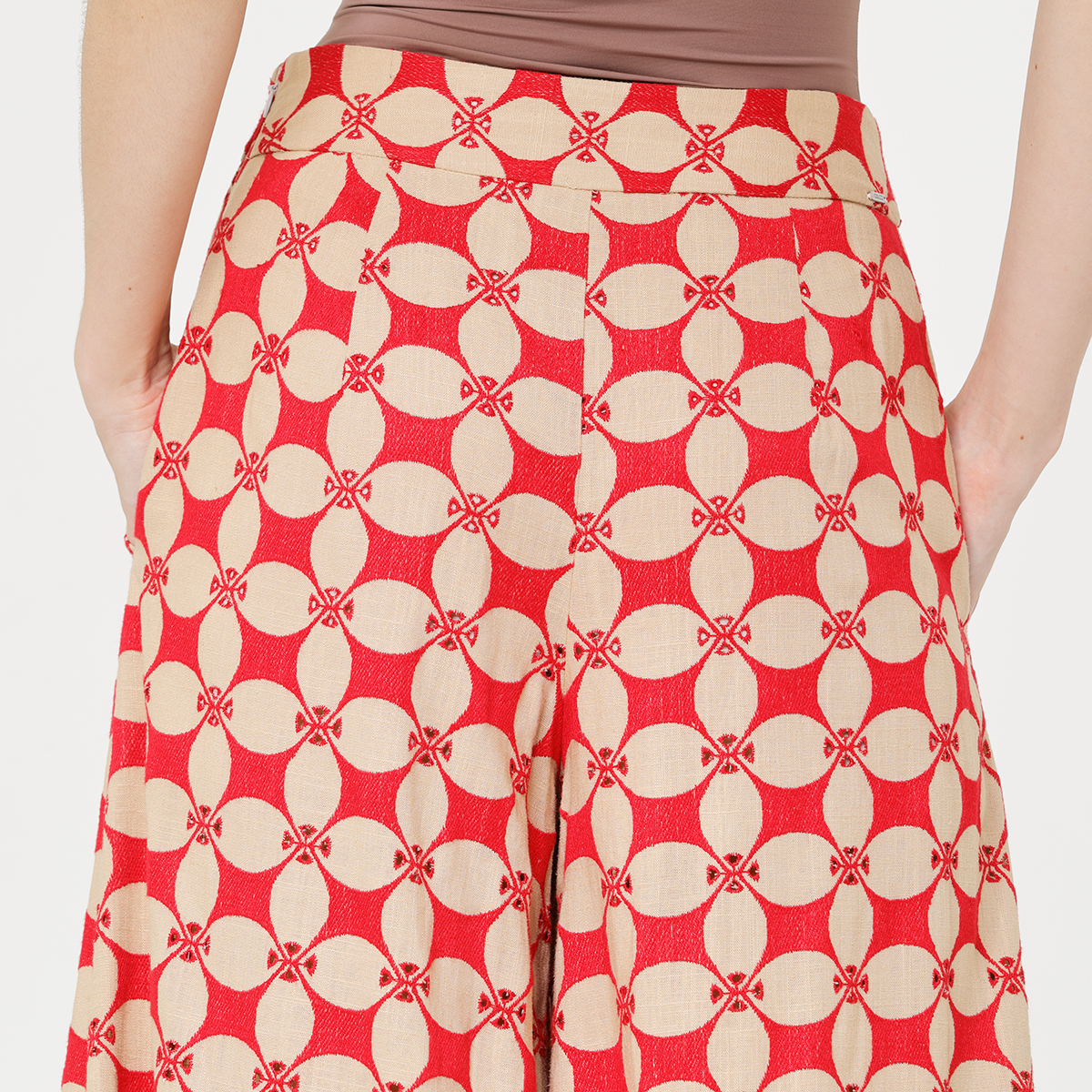 Embroidery Women's wide-leg pants with pockets Embroidery Women's wide-leg pants with pockets